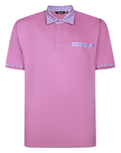 Bigdude Contrast Printed Jersey Polo Dusted Grape